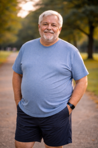 Overweight 70's man